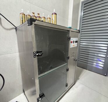 Secador dos pets no interior da loja Única Pets em Ribeirão Preto